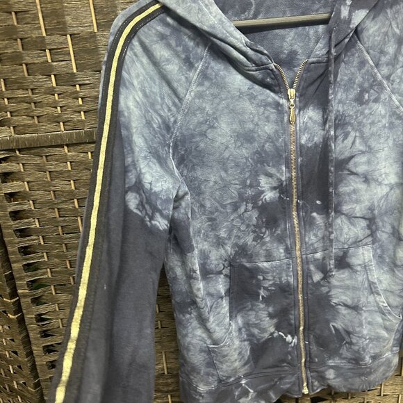 Johnny Was Calme Blue Tie Dye Hooded Zip Up Sweatshirt Size XS - Picture 5 of 9